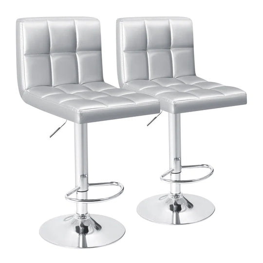 Swivel Upholstered Adjustable Height Counter Stool with Metal Frame