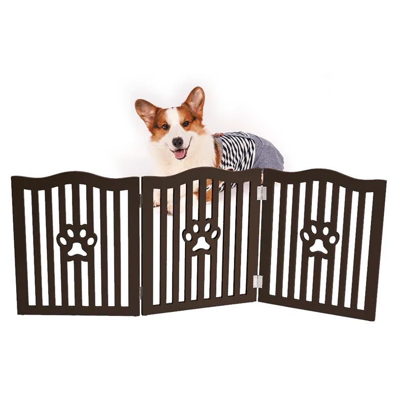 Trimate, Pet Gate, Wooden Free Standing Dog Gate for Small Dogs and Cats. Great Folding Fence for Doorways, Halls, Stairs. White