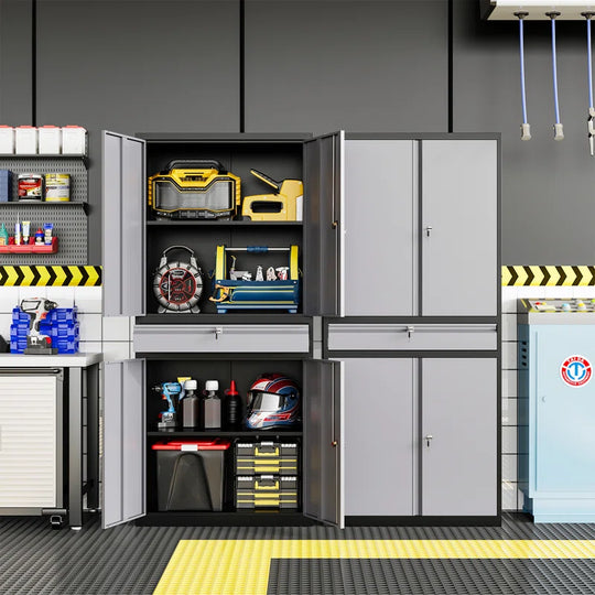 Agilar Locking Metal Garage Cabinet with Adjustable Shelves & Tool Drawer ( 71'' H X 31.5'' W X 15.7'' D)
