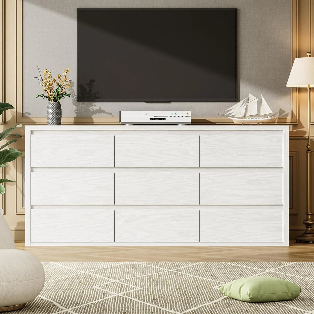 7-Drawer Dresser for Bedroom,Wide Wood Chest with Handle-Free Design,Modern Storage Cabinet for Living Room or Entryway