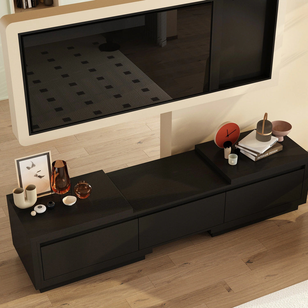 Entertainment Center Table Retracted Extendable TV Stand in Stretch