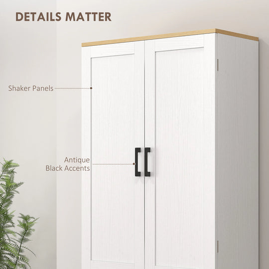 67" Freestanding Kitchen Pantry, 4-Door Storage Cabinet Organizer with Adjustable Shelves, Kitchen Cabinet