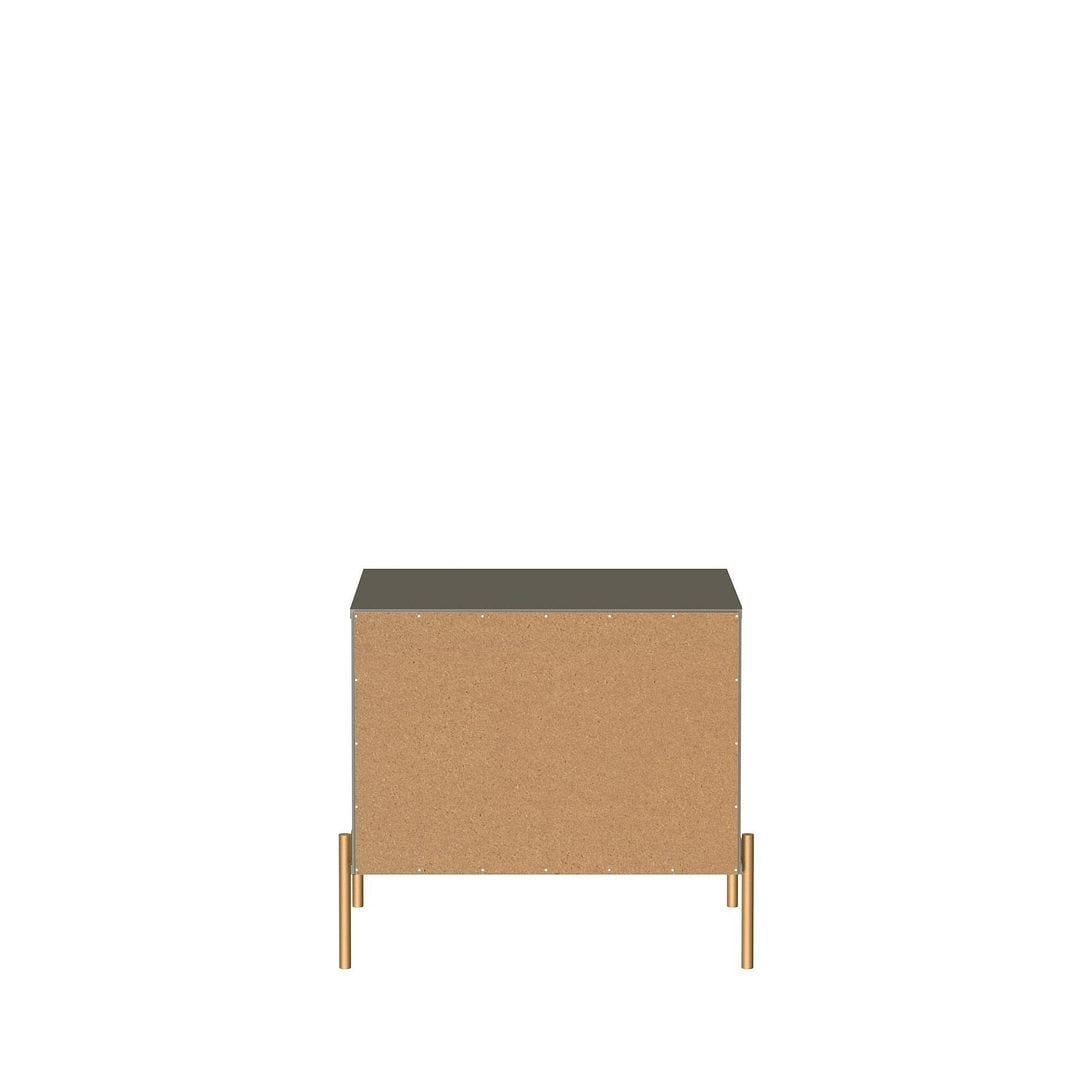 Jasper Nightstand with Steel Gold Legs in White Gloss