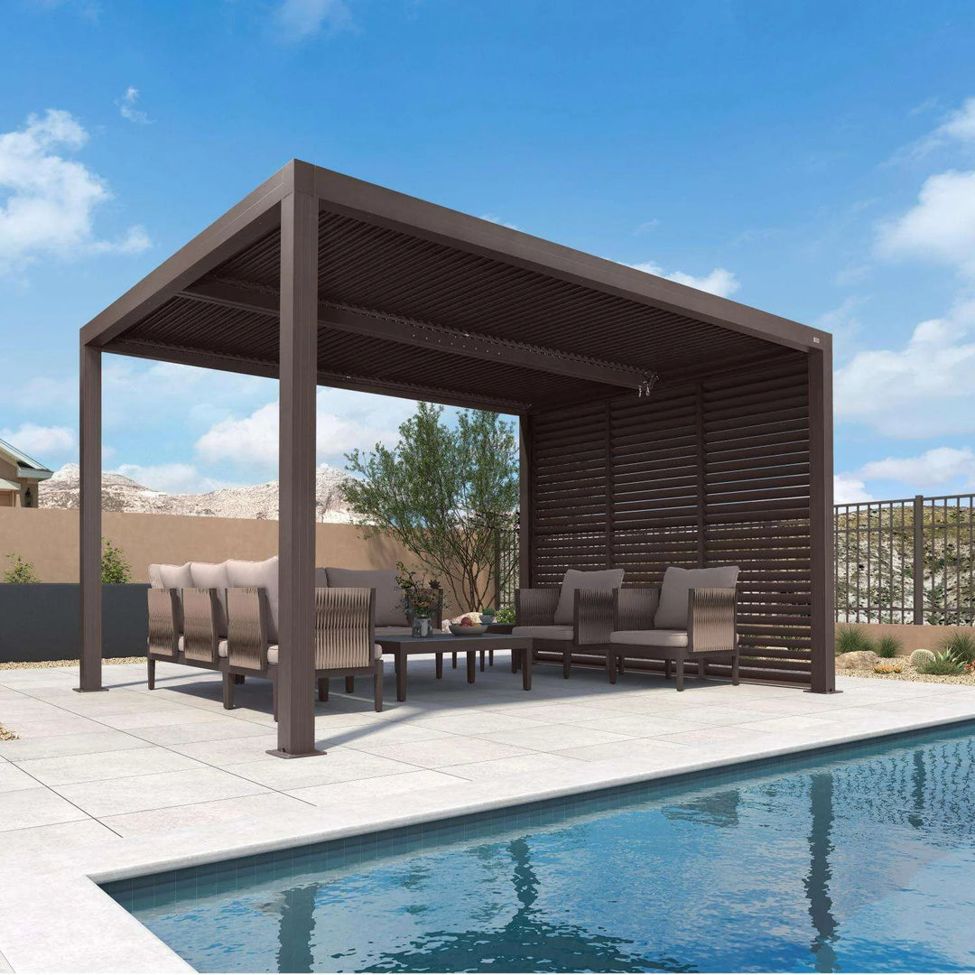 Bronze Louvered Pergola with Adjustable Roof for Deck Backyard Garden Hardtop Gazebo