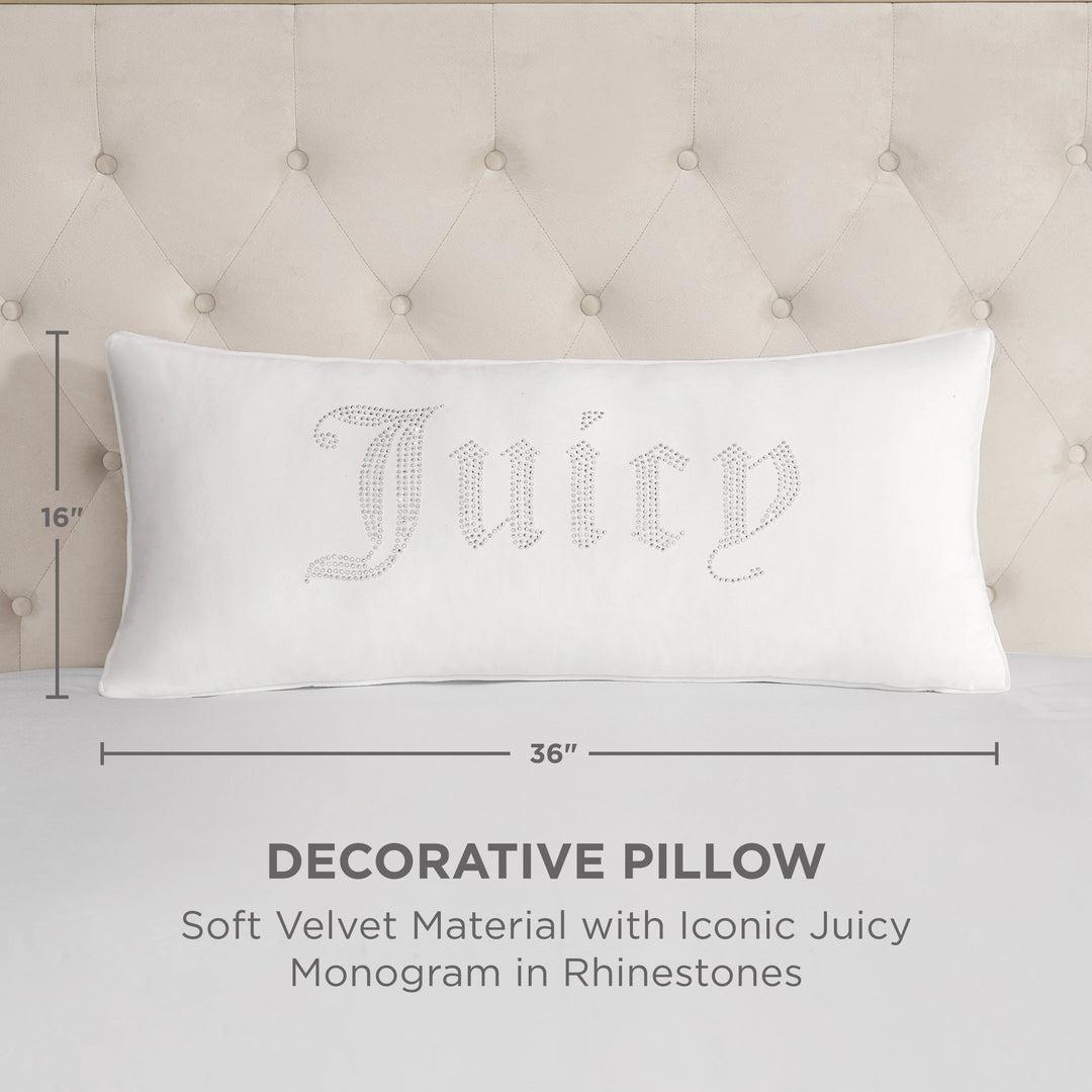 Silver Rhinestone Pillow 16" X 36"