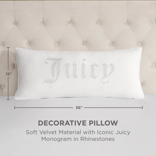 Silver Rhinestone Pillow 16" X 36"