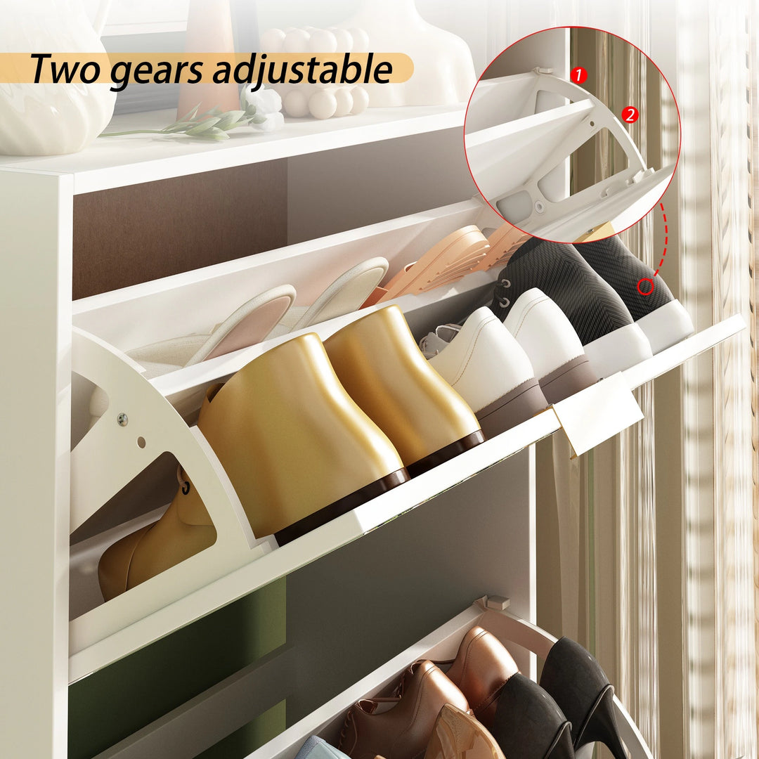 Mirrored Flip Drawer Shoe Cabinet Storage Cabinet Organizer