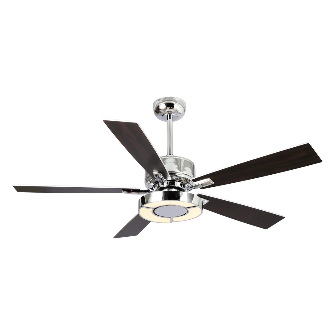 52" Chrome Modern Unique LED Dimmable Ceiling Fan with Light and Remote