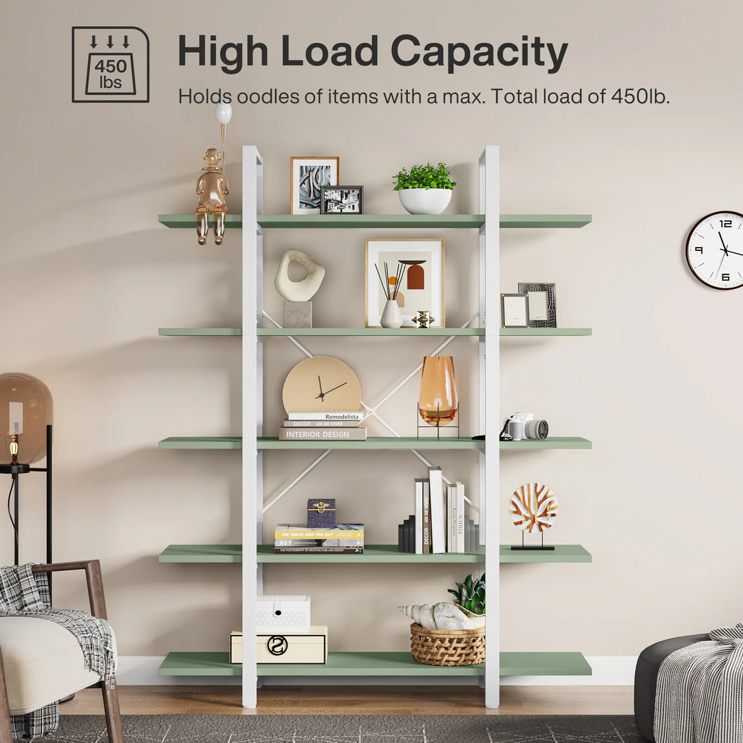 5-Tier Bookshelf, Vintage Industrial Style Bookcase