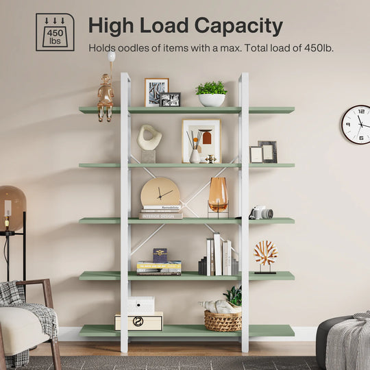 5-Tier Bookshelf, Vintage Industrial Style Bookcase