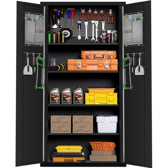 71'' H Metal Garage Storage Work Cabinet with Locking Doors and Adjustable Shelves
