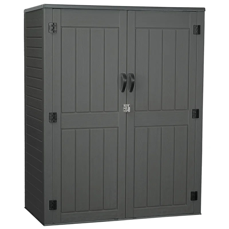 Vertical Resin Storage Shed, 60 Cuft Garden Tool Sheds & Outdoor Storage, Plastic Outdoor Storage Cabinet Waterproof, 5.6 X 2.3 Ft Backyard outside Lawn Mower Storage Shed,