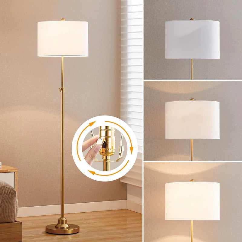 63.5" Standard Adjustable Floor Lamp with Fabric Linen Shade