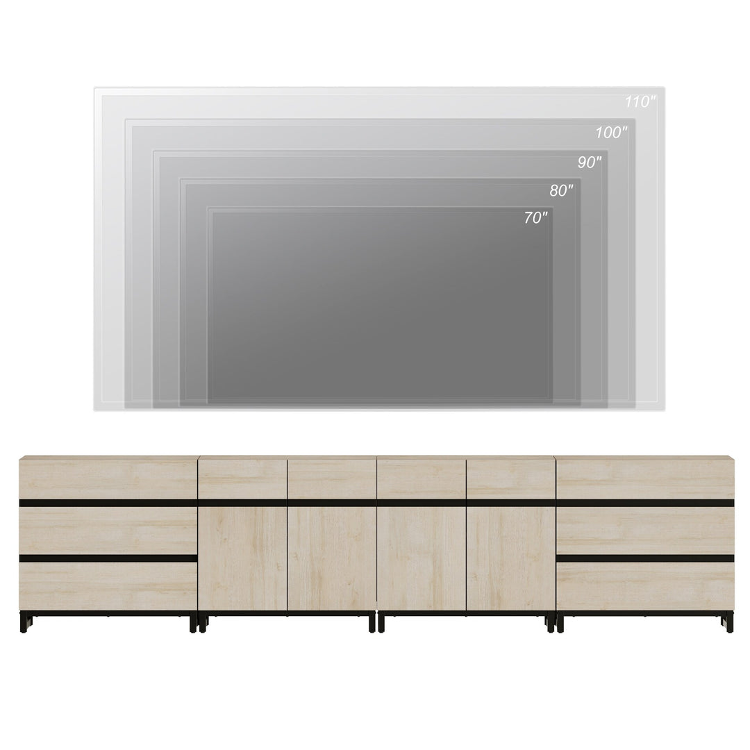 Modern TV Stand for Tvs up to 120 Inches, 4-In-1 Media Console with 6 Drawers and Adjustable Shelves, Entertainment Center