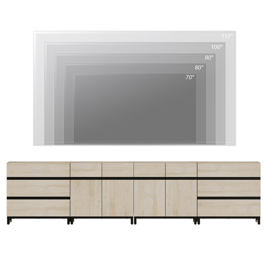 Modern TV Stand for Tvs up to 120 Inches, 4-In-1 Media Console with 6 Drawers and Adjustable Shelves, Entertainment Center
