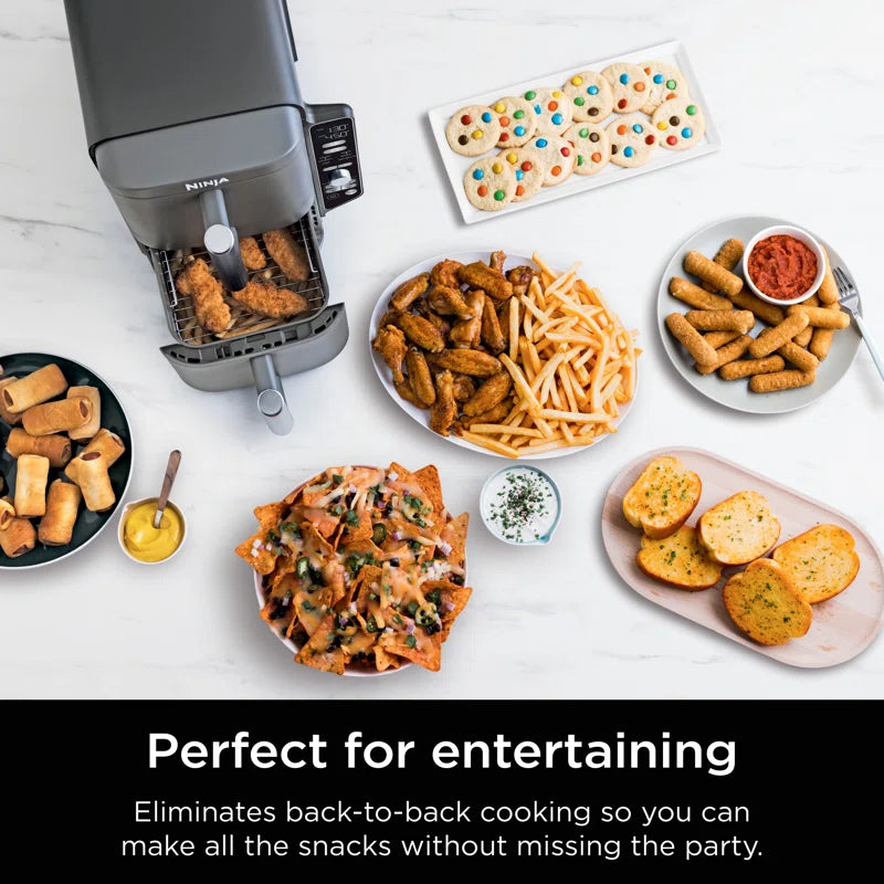 ® 6-In-1 Doublestack XL 2-Basket Air Fryer with 10-Quart Capacity, Compact Design, Cook, Air Fry, Broil, and Bake Functions