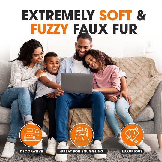 Faux Fur/ Microplush Reversible Throw Blanket