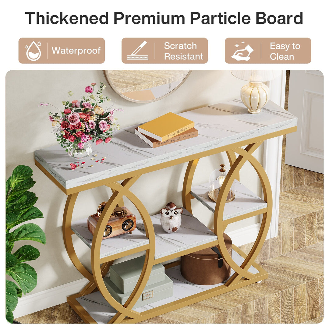 39.4" Console Table, 4-Tier Sofa Table Entryway Table for Small Spaces