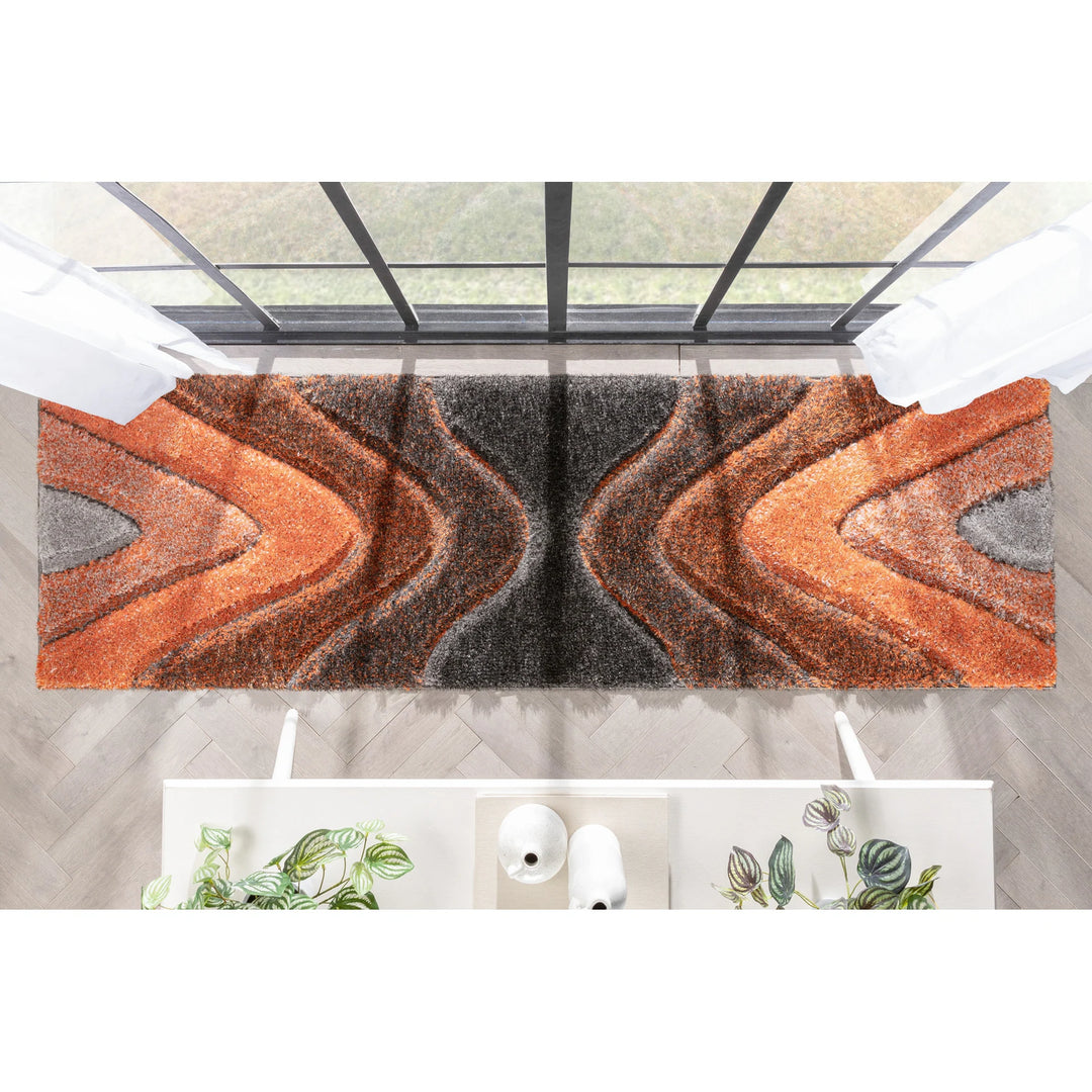 San Francisco Luz Geometric Modern Carved Shag Area Rug