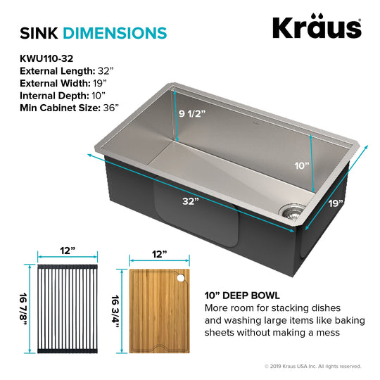 Kore Workstation Undermount Stainless Steel Kitchen Sink