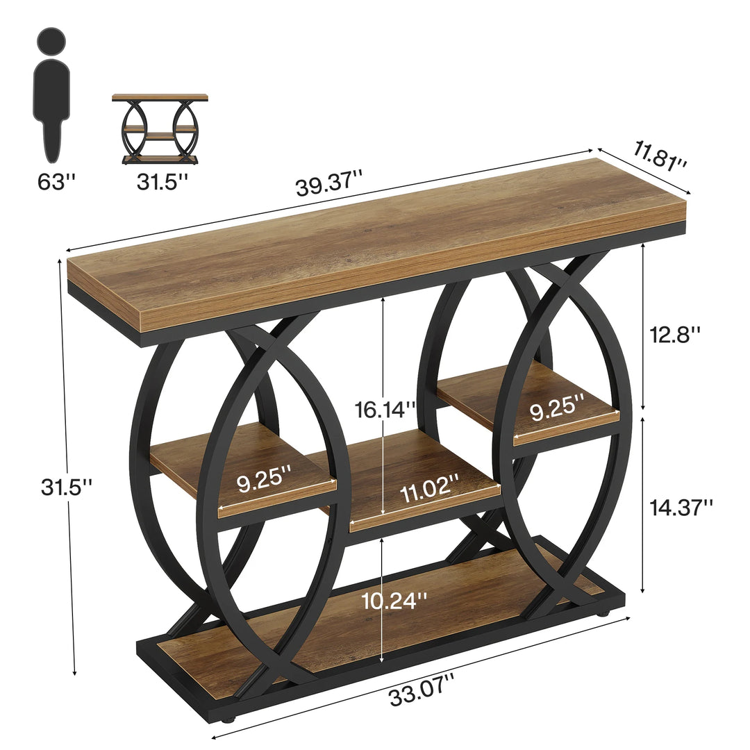 39.4" Console Table, 4-Tier Sofa Table Entryway Table for Small Spaces