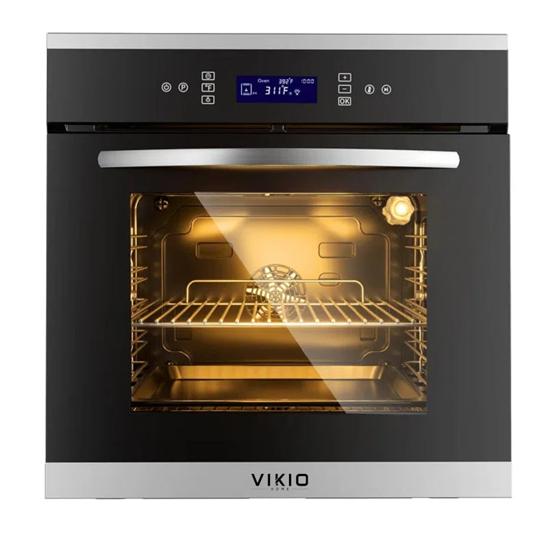 24"2.6 Cu. Ft Three Layer Tempered Glass Multifunctional Single Electric Wall Oven with Convection Touch Control in Stainless Steel