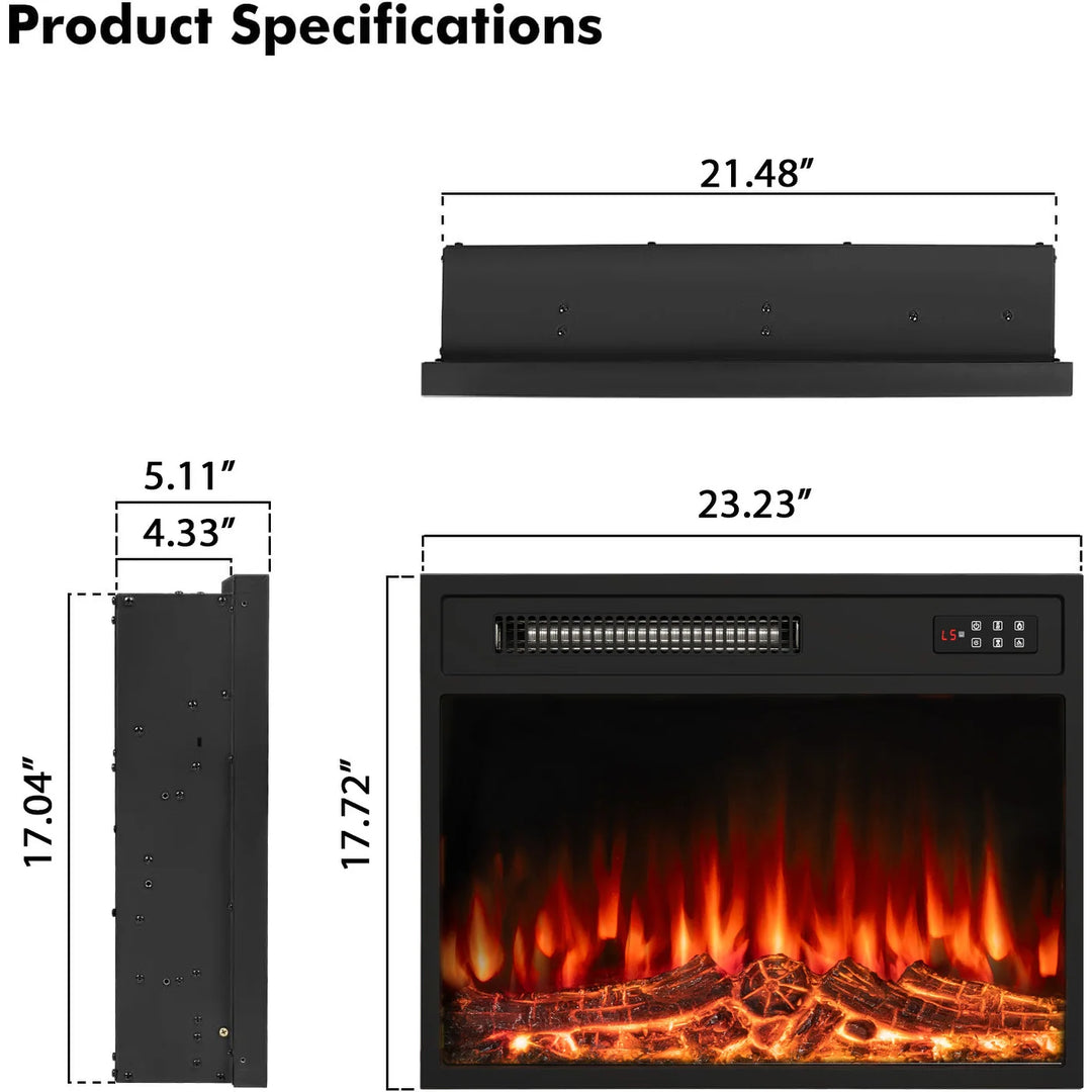 18/23 Inches Electric Fireplace Heater, 750/1500W Electric Fireplace Insert with Overheating Protection
