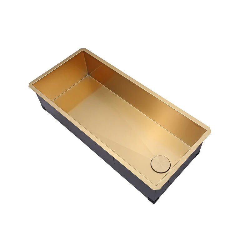 Kingsman 42 Inch Satin Gold Matte Stainless Steel Undermount 16-Gauge Kitchen Sink Single Bowl