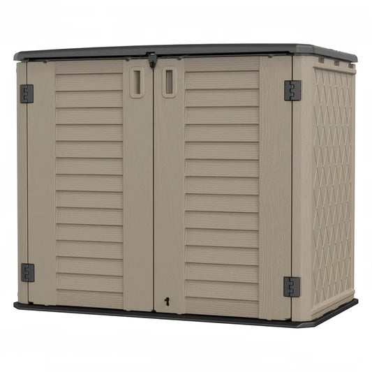 255 Gallons Resin Outdoor Storage Cabinet, Waterproof & Lockable