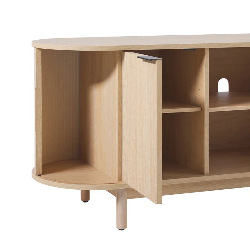 Dragelin Modern Reeded TV Stand with Open Storage
