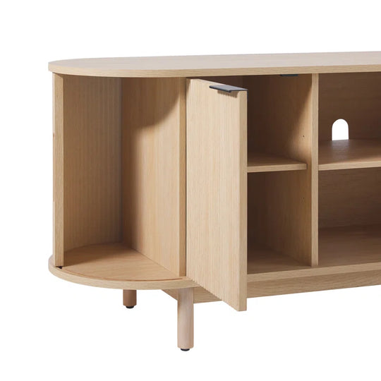 Dragelin Modern Reeded TV Stand with Open Storage