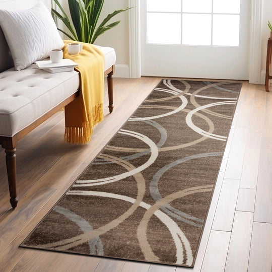 Contemporary Abstract Circles Design Area Rug