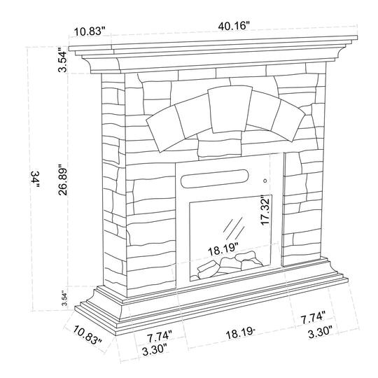 40 In. Faux Stone Freestanding Electric Fireplace - 40" in Width