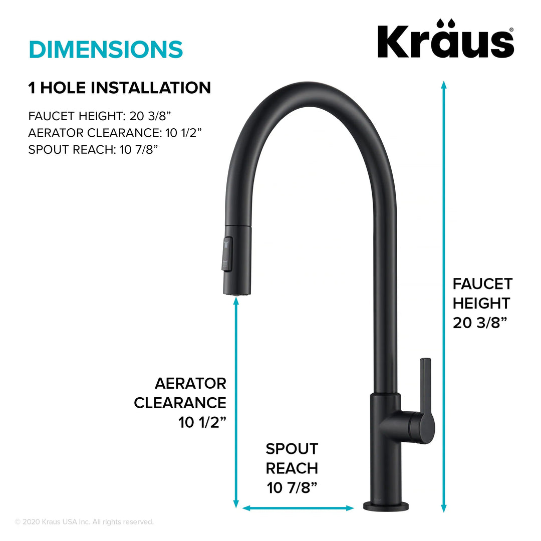 2-Function 1-Handle 1-Hole Pulldown Sprayer Brass Kitchen Faucet