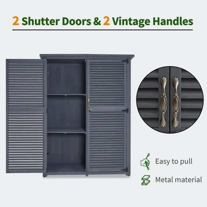 Outdoor Storage Cabinet Shed, Shuttered Doors with Lock, Wooden 0709 / 0808 / 1900