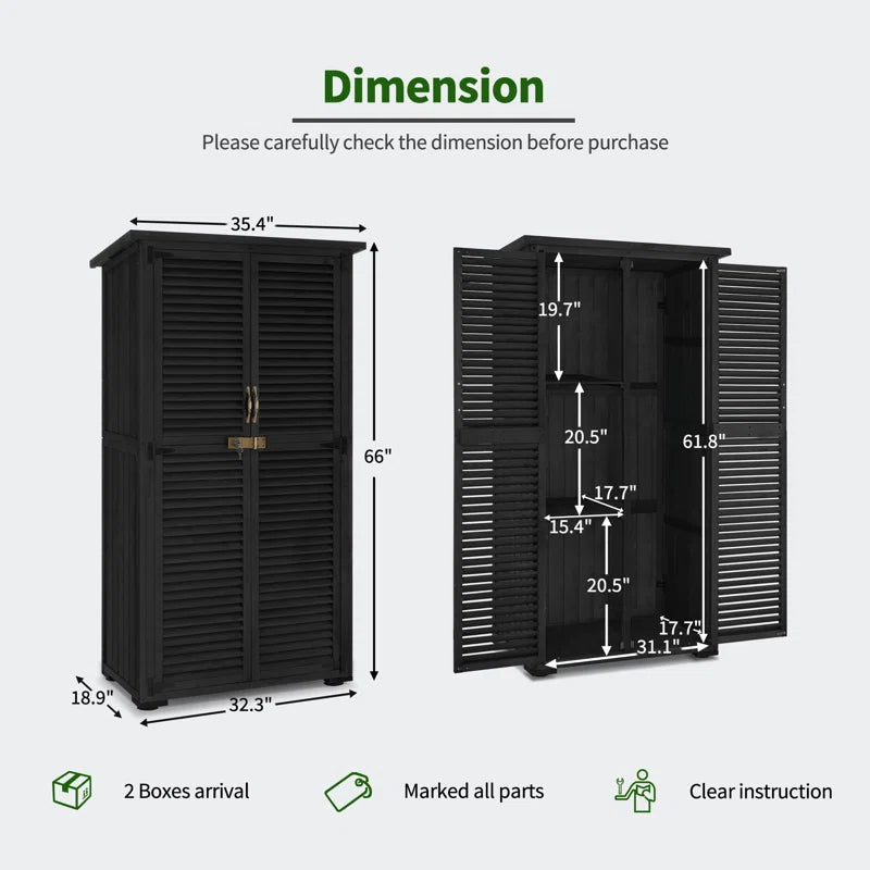 Outside Garden Tool Shed with 2 Doors