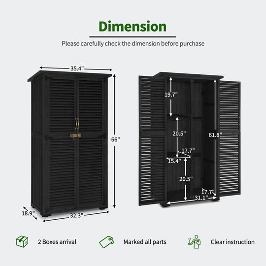 Outside Garden Tool Shed with 2 Doors