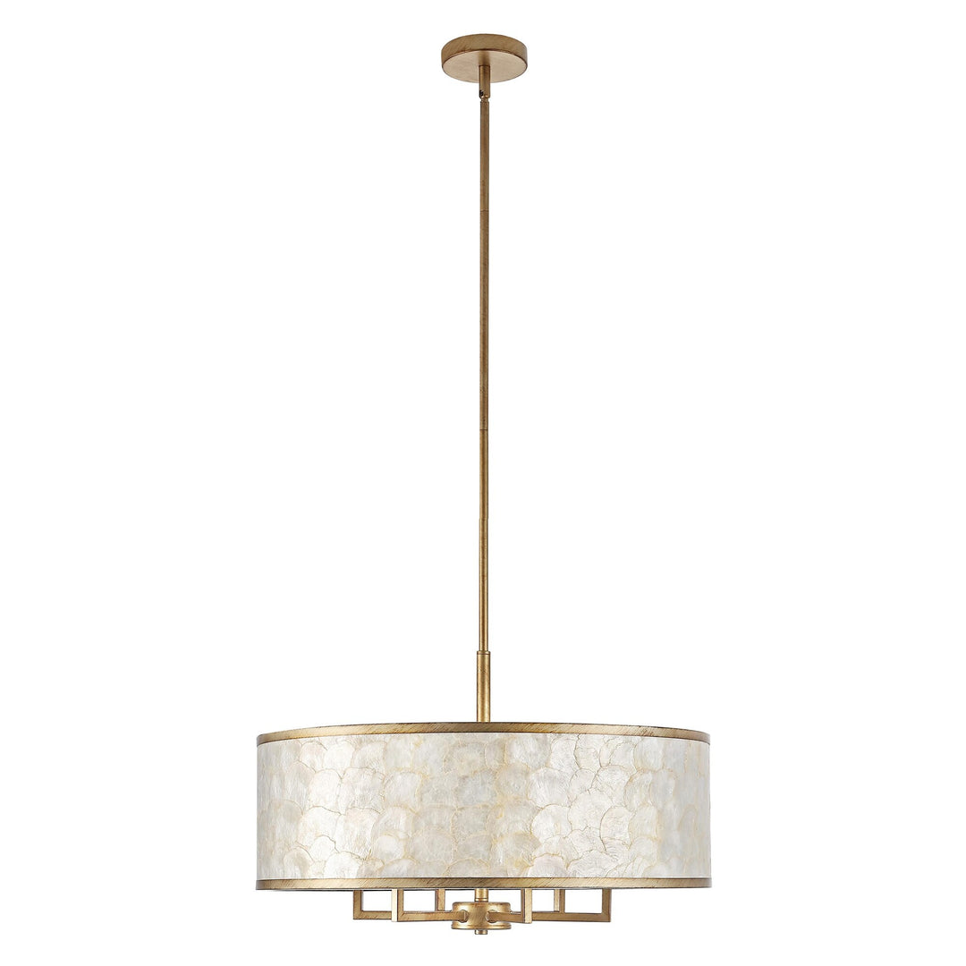 Getledel 24-Inch 6-Light Capiz Shell Drum Chandelier