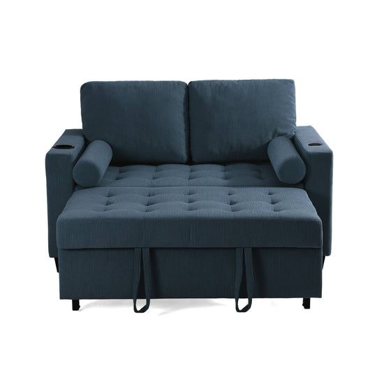 3-In-1 Pull-Out Sleeper Sofa Bed Convertible Adjustable Multi-Functional Loveseat with USB Port