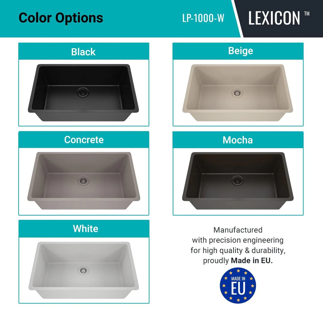 Drop-In Quartz 32 Inch Single Bowl Kitchen Sink Kit - 32"X19"