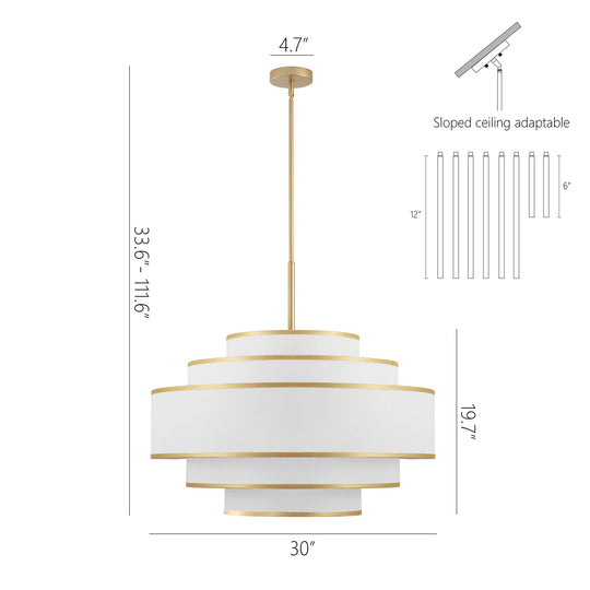 Getledel 30 In. 7-Light Dimmable Tiered Drum Chandelier