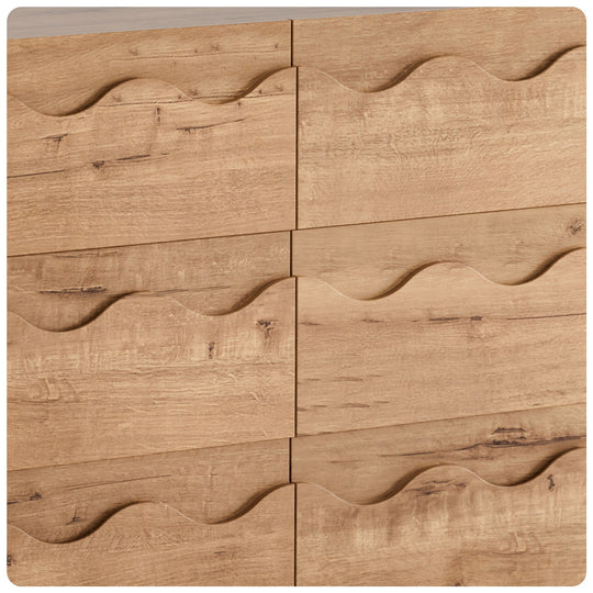 Wave Front 6 Drawers Dresser Handle-Free Modern Storage Cabinet