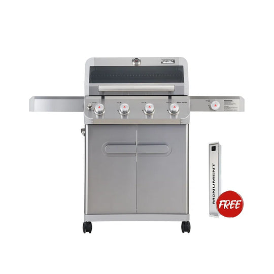 Mesa 405K,4-Burner Gas Grill with Smoker Box and Side Burner, 52,000 BTU – Perfect for Family Bbqs, Holiday Gift