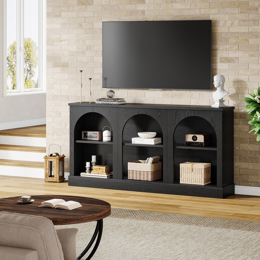 Farmhouse TV Stand for Tvs up to 65 Inches, Farmhouse Entertainment Center with Storage