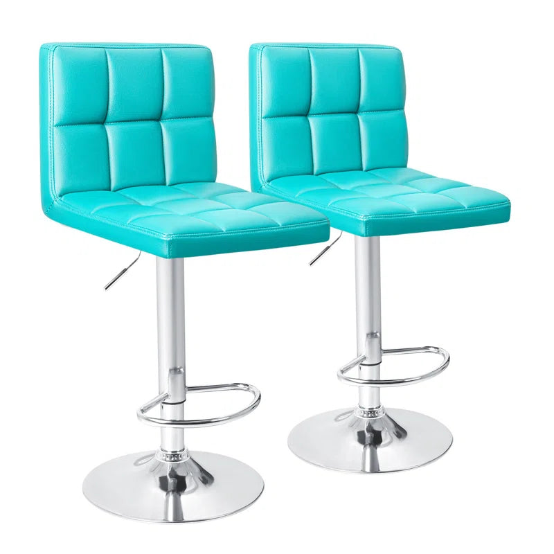 Swivel Upholstered Adjustable Height Counter Stool with Metal Frame