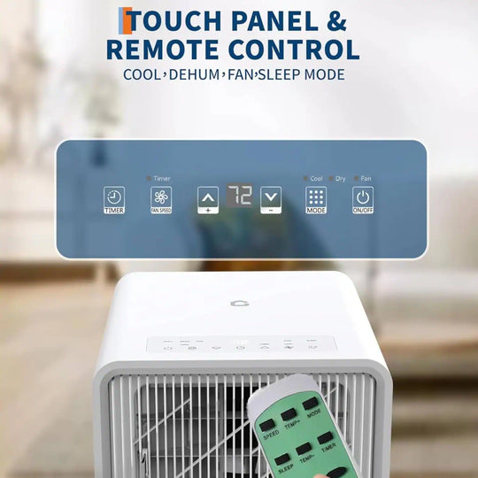 14,000 BTU Portable Air Conditioner with Drainage-Free, Remote Control for Large Room, Campervan, Office