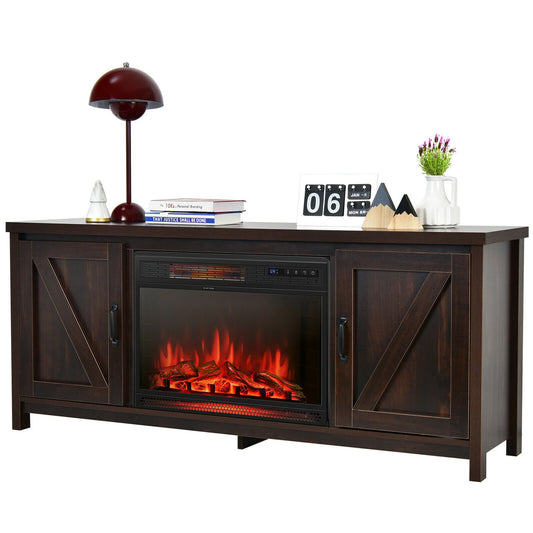 59'' Fireplace TV Stand W/ 25'' 1350W Electric Fireplace Heater