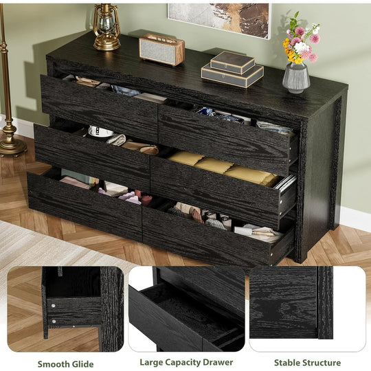 7-Drawer Dresser for Bedroom,Wide Wood Chest with Handle-Free Design,Modern Storage Cabinet for Living Room or Entryway