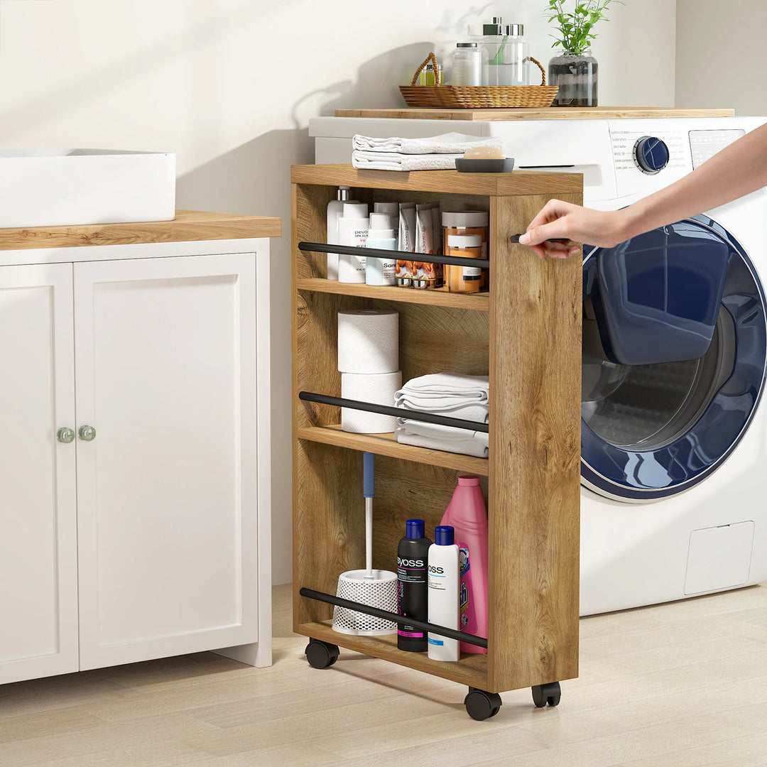 Slim Storage Cart, Rolling Narrow Kitchen Cart on Wheels