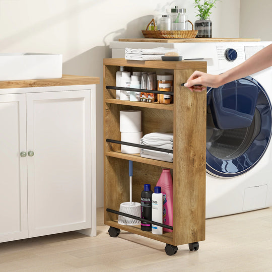 Slim Storage Cart, Rolling Narrow Kitchen Cart on Wheels
